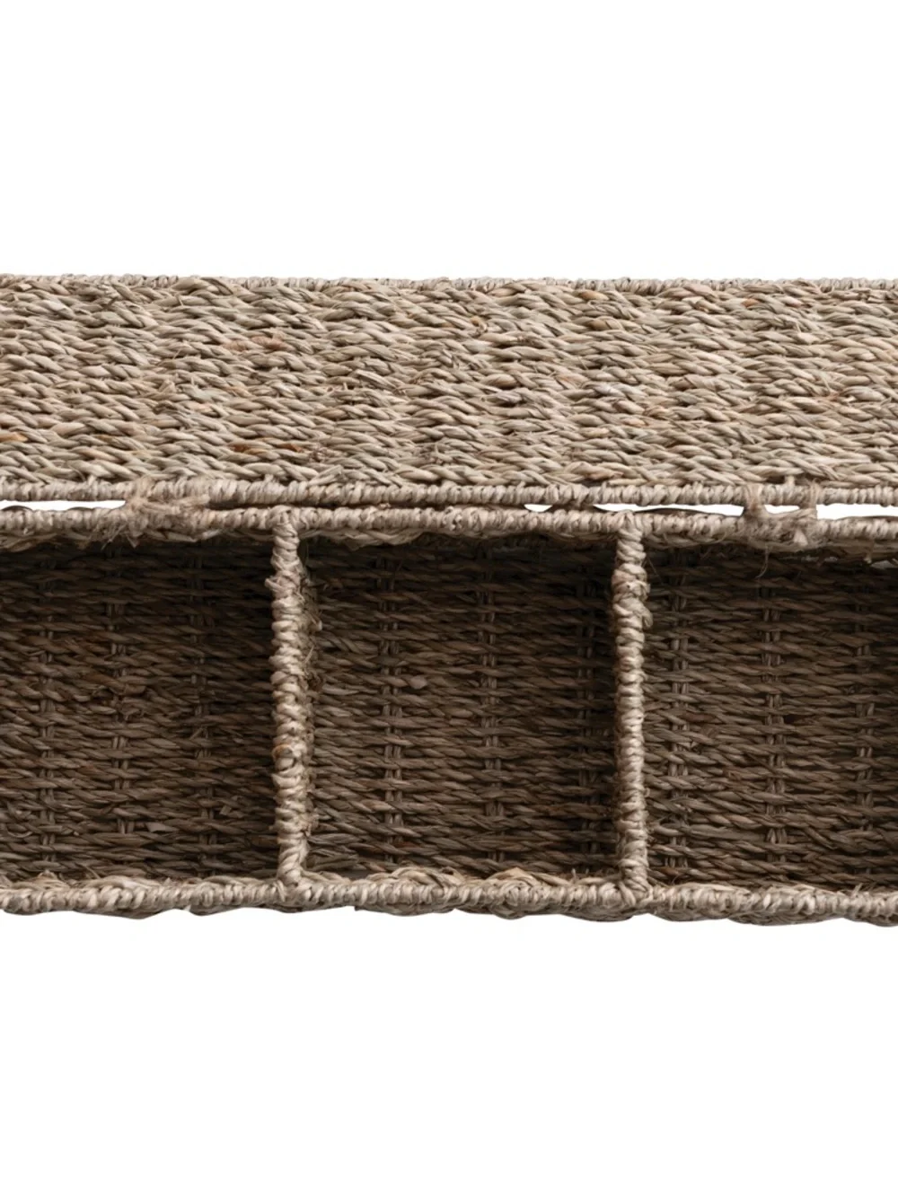 HandWoven Seagrass 3-Compartment Storage Basket with Lid
